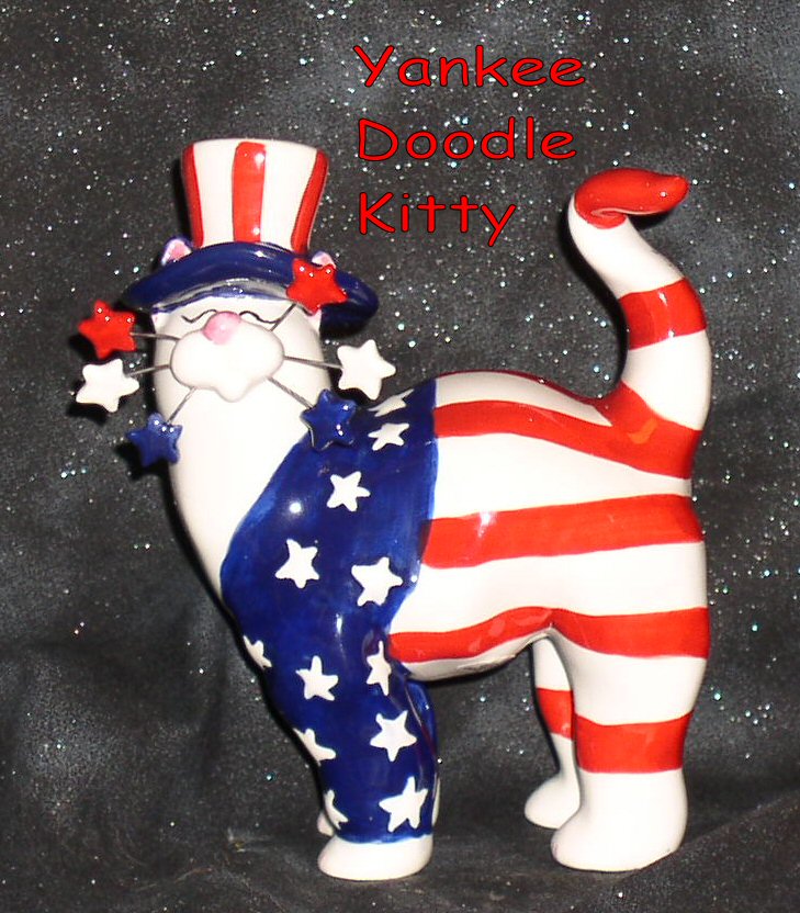 Whimsiclay Yankee Doodle Kitty
